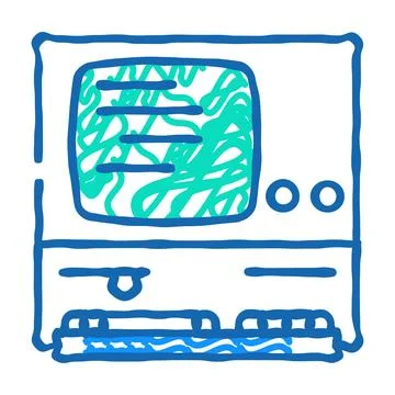 Computer pc old gadget icon doodle illustration Stock Illustration