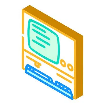 Computer pc old gadget isometric icon vector illustration Stock Illustration