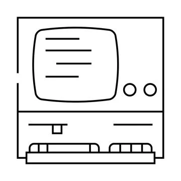 Computer pc old gadget line icon vector illustration Stock Illustration
