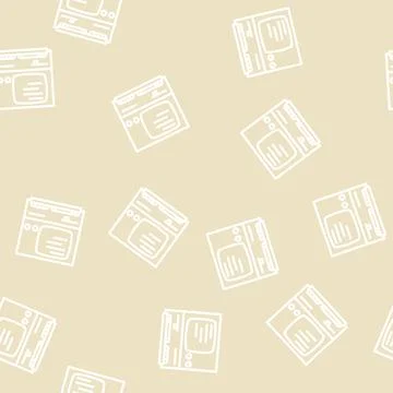 Computer pc old gadget line vector seamless pattern Stock Illustration