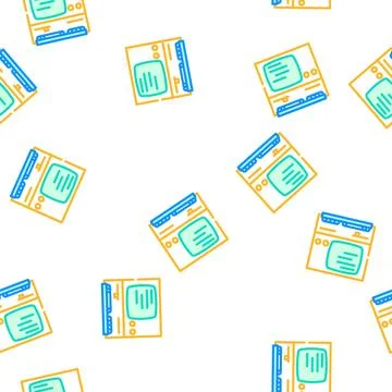 Computer pc old gadget vector seamless pattern Stock Illustration