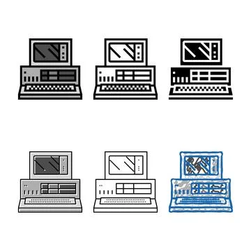 Computer pc retro device color designs icon vector Illustrazione stock