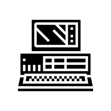 Computer pc retro device glyph icon vector illustration イラスト素材