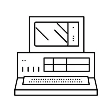 Computer pc retro device line icon vector illustration Stock Illustration