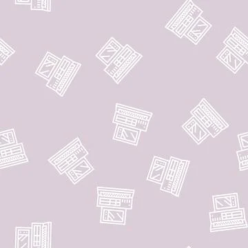 Computer pc retro device line seamless pattern Stock Illustration