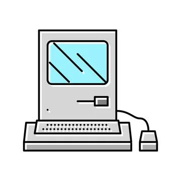 Computer pc retro gadget color icon vector illustration イラスト素材