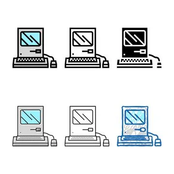 Computer pc retro gadget color concepts icon vector Stock Illustration