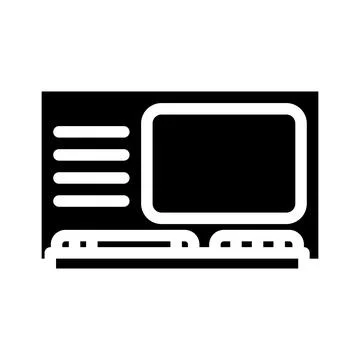 Computer pc retro gadget glyph icon vector illustration Stockillustratie