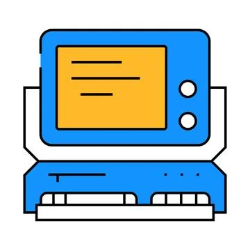 Computer pc retro gadget icon color illustration イラスト素材