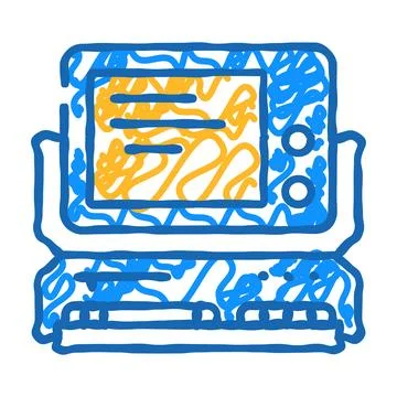 Computer pc retro gadget icon doodle illustration Stock Illustration