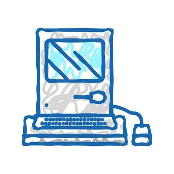 Computer pc retro gadget icon doodle illustration Stock Illustration