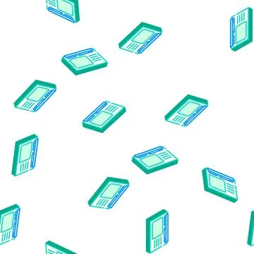 Computer pc retro gadget isometric icon seamless pattern Stock Illustration