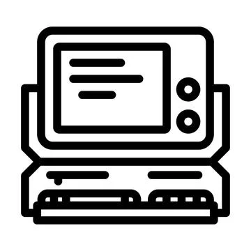 Computer pc retro gadget line icon vector illustration 스톡 일러스트