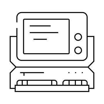 Computer pc retro gadget line icon vector illustration Stock Illustration