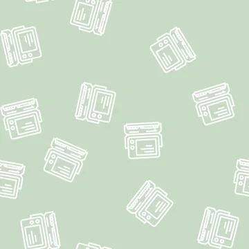 Computer pc retro gadget line vector seamless pattern Stock Illustration