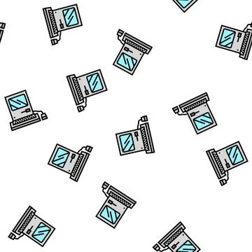 Computer pc retro gadget vector seamless pattern Stock Illustration
