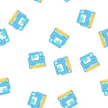 Computer pc retro gadget vector seamless pattern Stock Illustration
