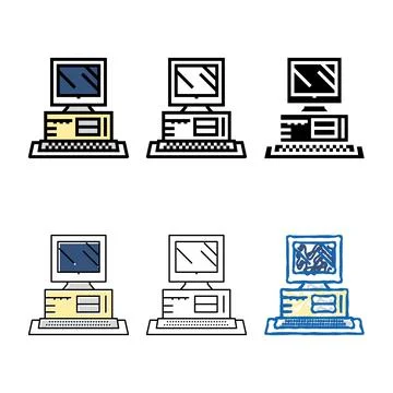 Computer pc technology color series icon vector Stock Illustration