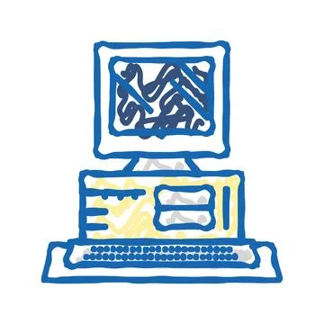 Computer pc technology icon doodle illustration Stock Illustration