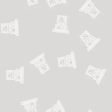 Computer pc technology line seamless pattern Illustrazione stock