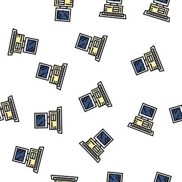 Computer pc technology vector seamless pattern Stock Illustration