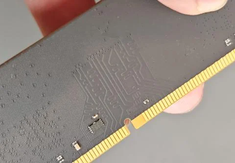 Computer PCB Circuit Board and Gold Connector Contacts 写真素材