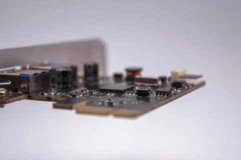 Computer PCI-E to USB 3.0 Expasion Card on white background. PCI-Express card Stock-Fotos