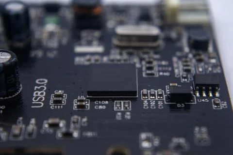 Computer PCI-E to USB 3.0 Expasion Card on white background. PCI-Express card Stock Photos