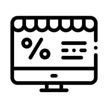 Computer Percent Mail Icon Vector Outline Illustration Illustrazione stock