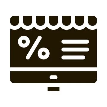 Computer Percent Mail Icon Vector Glyph Illustration Stock Illustration