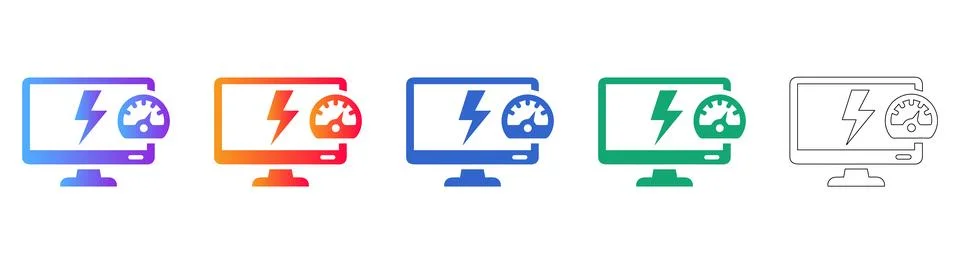 Computer Performance and Speed Test Icons 스톡 일러스트