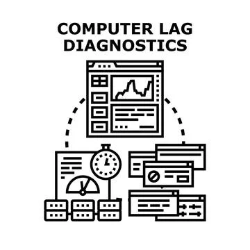 Computer performance diagnostics analyzing system lag issues Stock Illustration