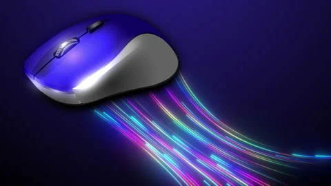 A computer peripheral mouse with  animation implying external data transfer Stock Footage 218727165