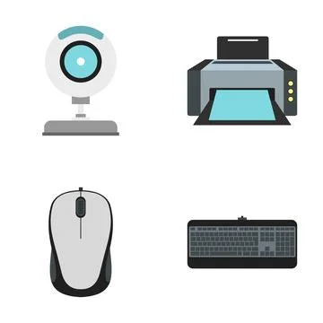 Computer peripherals and accessories flat icon set イラスト素材