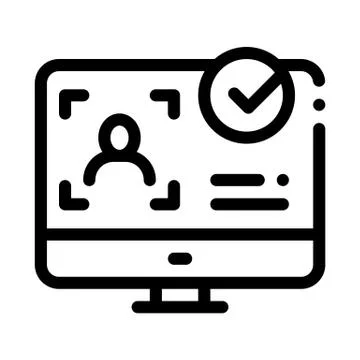 Computer Person Identity Icon Vector Outline Illustration Illustrazione stock