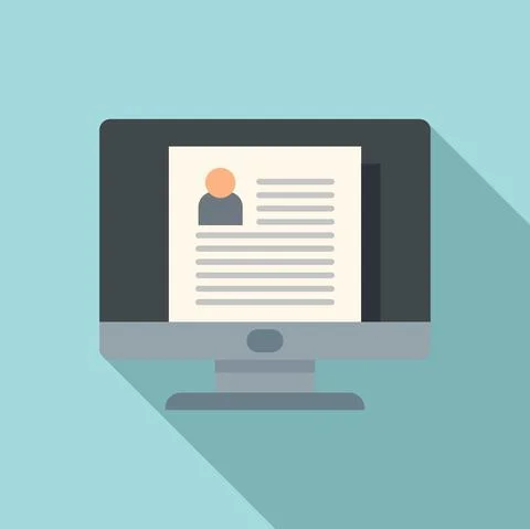 Computer personal information icon, flat style Stock Illustration