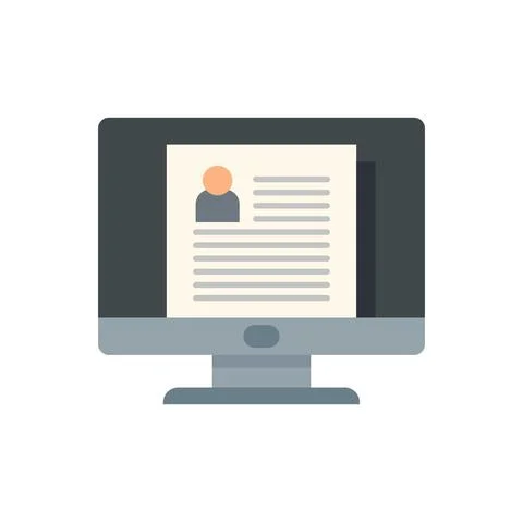 Computer personal information icon flat isolated vector Stock Illustration