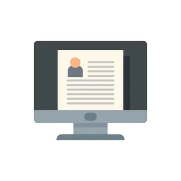 Computer personal information icon flat isolated Stock Illustration