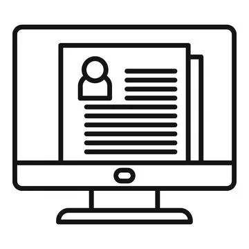 Computer personal information icon, outline style Illustrazione stock