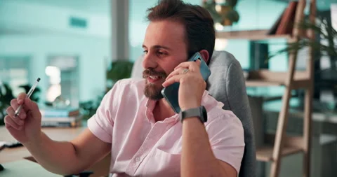 Computer, phone call and web development with man coding software in office for Stock Footage 305896178