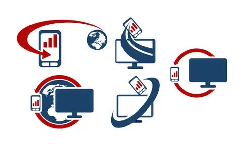 Computer Phone Data Transfer Illustrazione stock