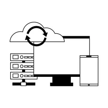 Computer phone database server cloud storage Stock Illustration