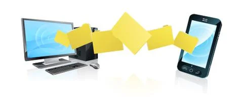 Computer phone file transfer Stock Illustration