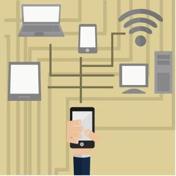 Computer, phone, tablet and laptop Stock Illustration