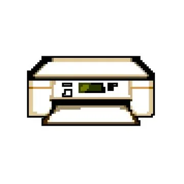 Computer photo printer game pixel art vector illustration Stock Illustration