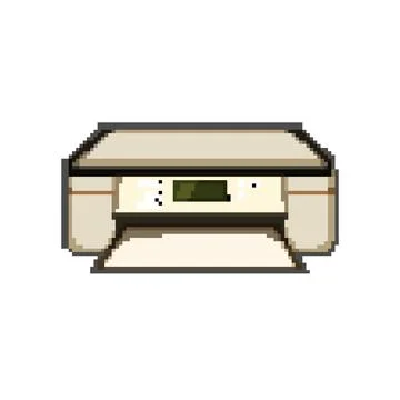 Computer photo printer pixel art vector illustration Stock Illustration