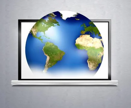 Computer planet earth 3d illustration Stock Illustration