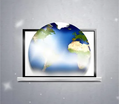 Computer planet earth 3d illustration Stock Illustration