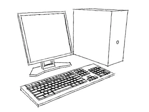 Computer plans charcoal Stock Illustration