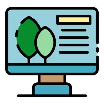 Computer plant control icon color outline vector Stock Illustration